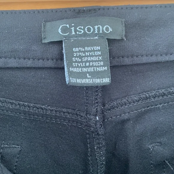 Cisono black stretch pants size Large but runs small - Picture 5 of 7